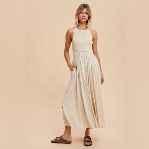 SMOCKED TENCEL MAXI DRESS